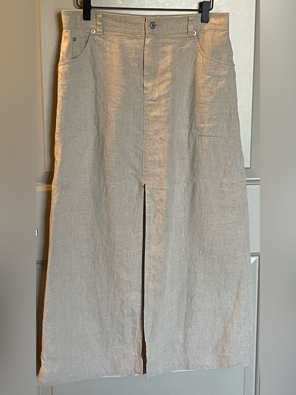 Nicole Miller 100 % Linen Skirt Oatmeal Large